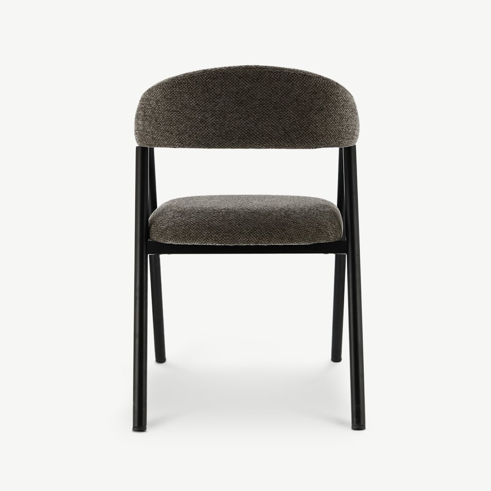 Chaise à accoudoirs Bjorn, Tissu Anthracite, Métal Noir