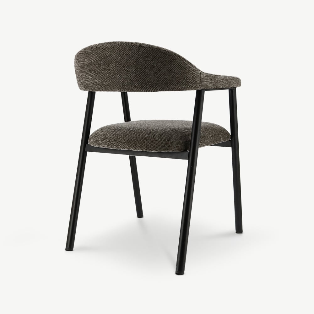Chaise à accoudoirs Bjorn, Tissu Anthracite, Métal Noir