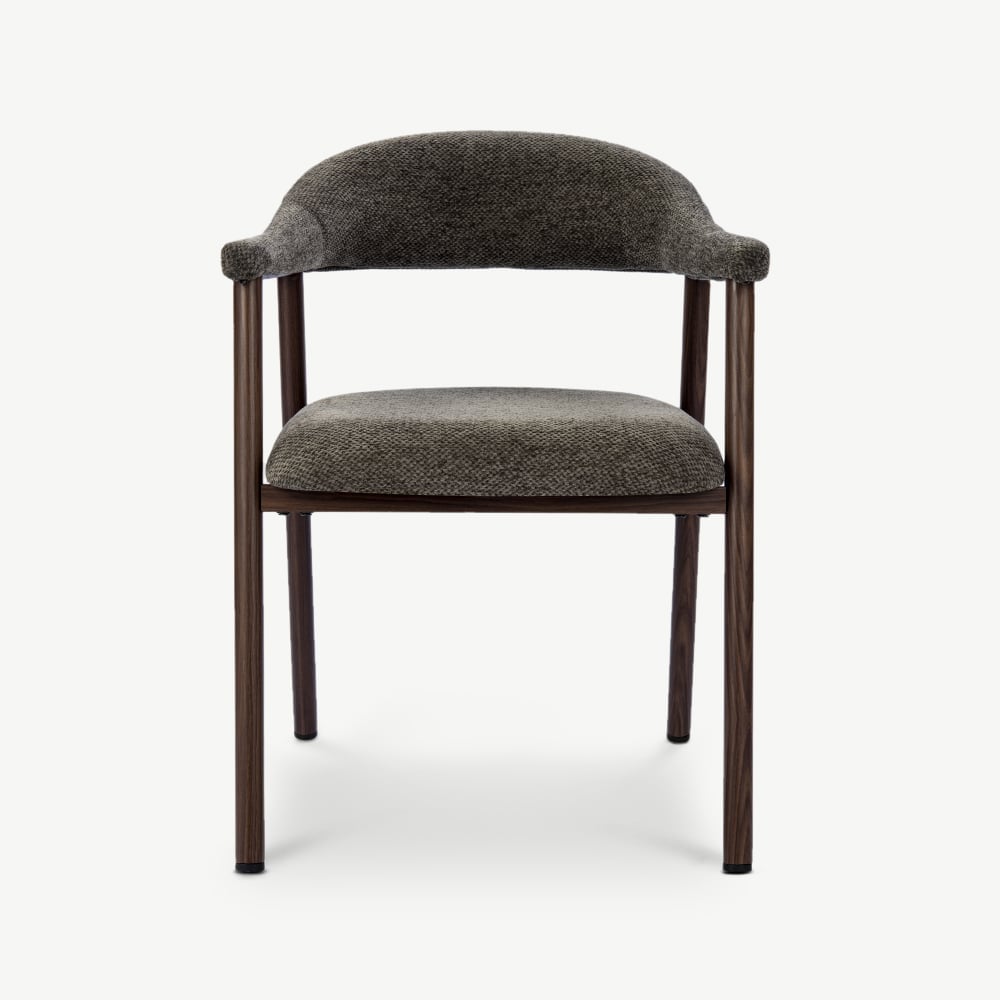 Bjorn Dining Armchair, Anthracite Fabric, Walnut