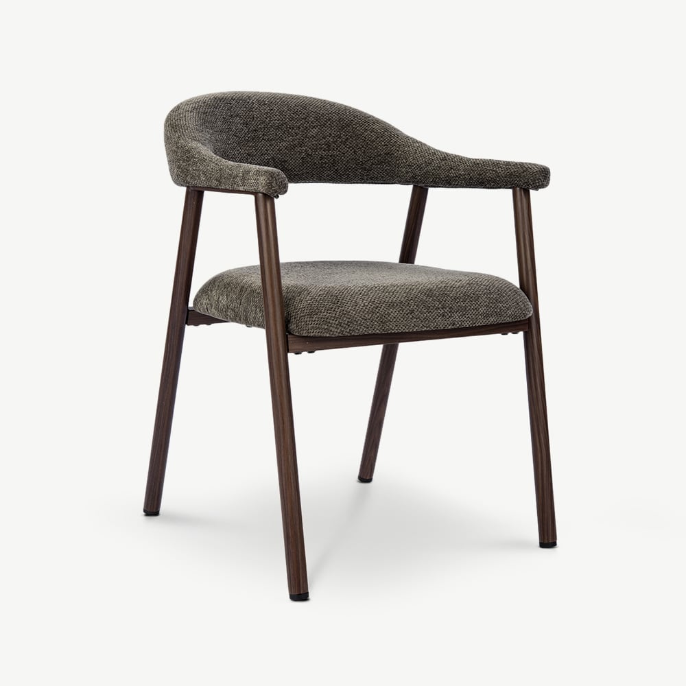 Bjorn Dining Armchair, Anthracite Fabric, Walnut