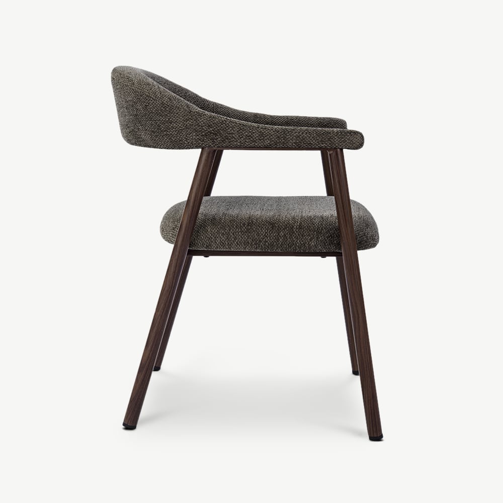 Bjorn Dining Armchair, Anthracite Fabric, Walnut