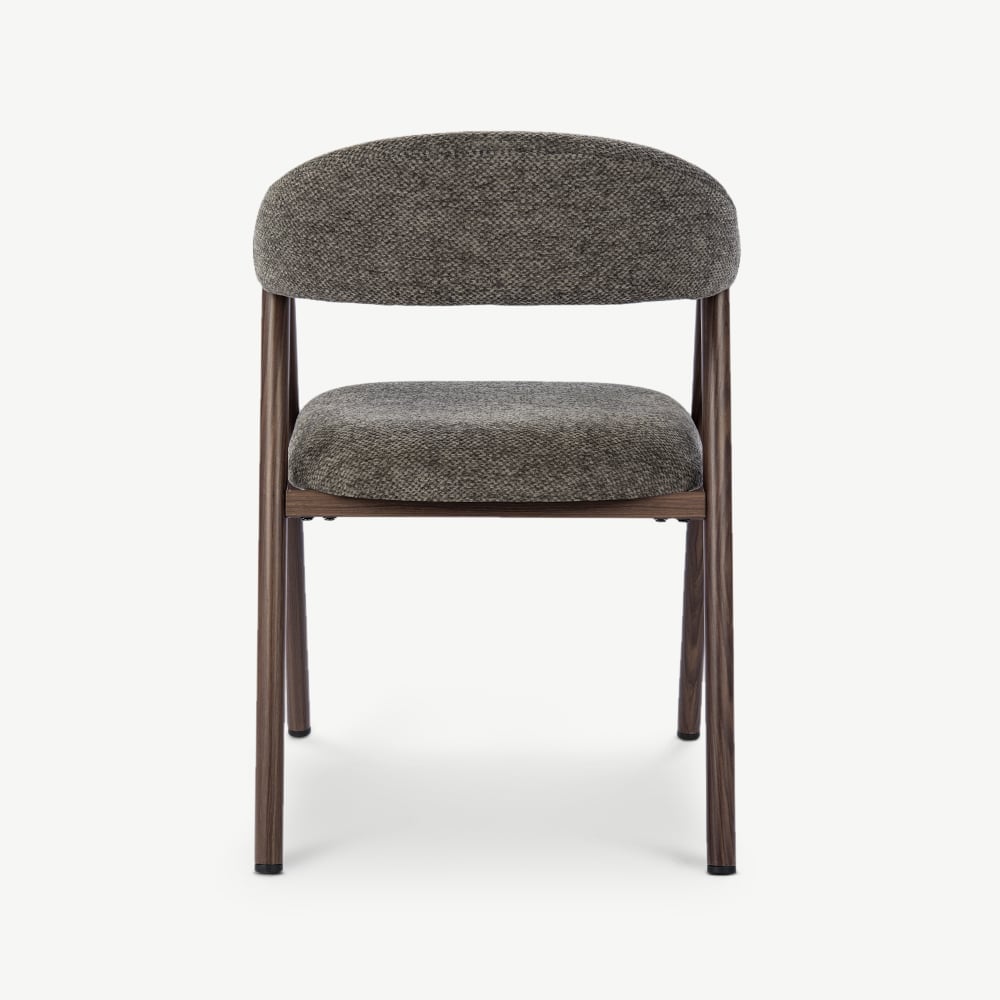 Bjorn Dining Armchair, Anthracite Fabric, Walnut
