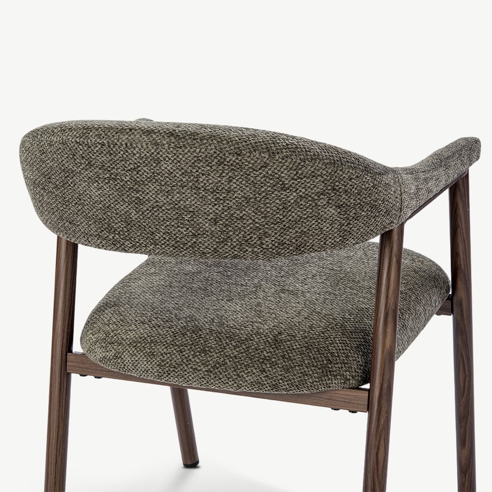 Bjorn Dining Armchair, Anthracite Fabric, Walnut