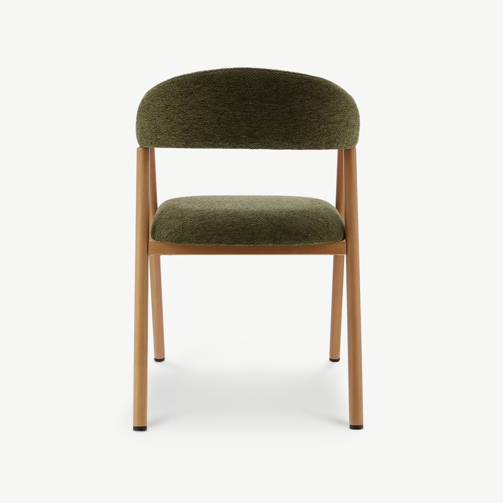 Chaise à accoudoirs Bjorn, Tissu Vert, Bois Naturel