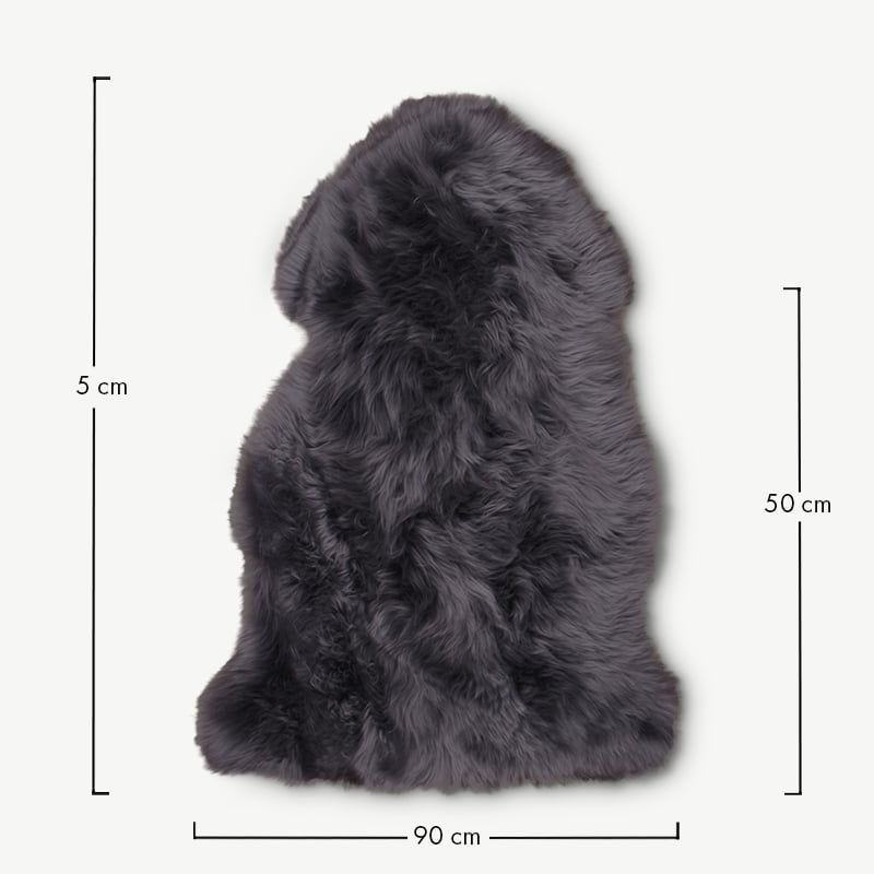 LoLa Real Lambskin Rug, Grey, 50x85cm dimensions