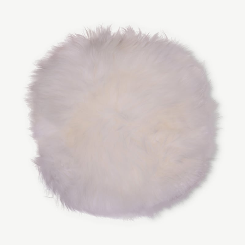 Alan Lamsvacht kussen, ivoren lamsvacht Ø35 cm vooraanzicht