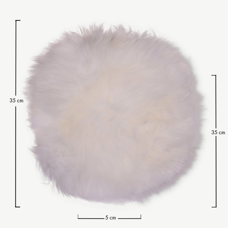 Alan Lamsvacht kussen, ivoren lamsvacht Ø35 cm afmetingen