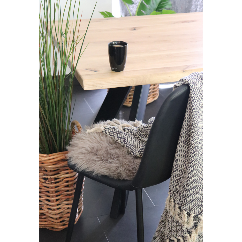 Lambskin cushion, Grey Lambskin cushion Ø35 cm image close up