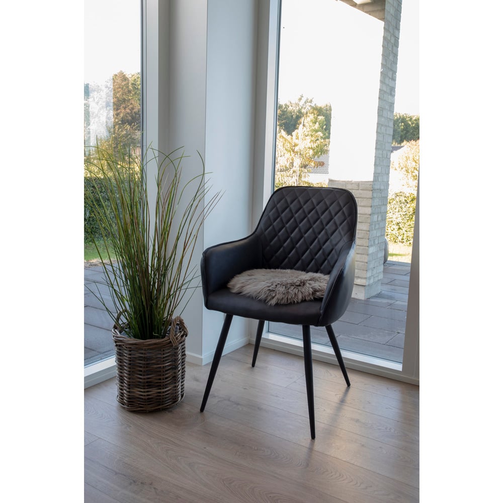 Lambskin cushion, Grey Lambskin cushion Ø35 cm image close up