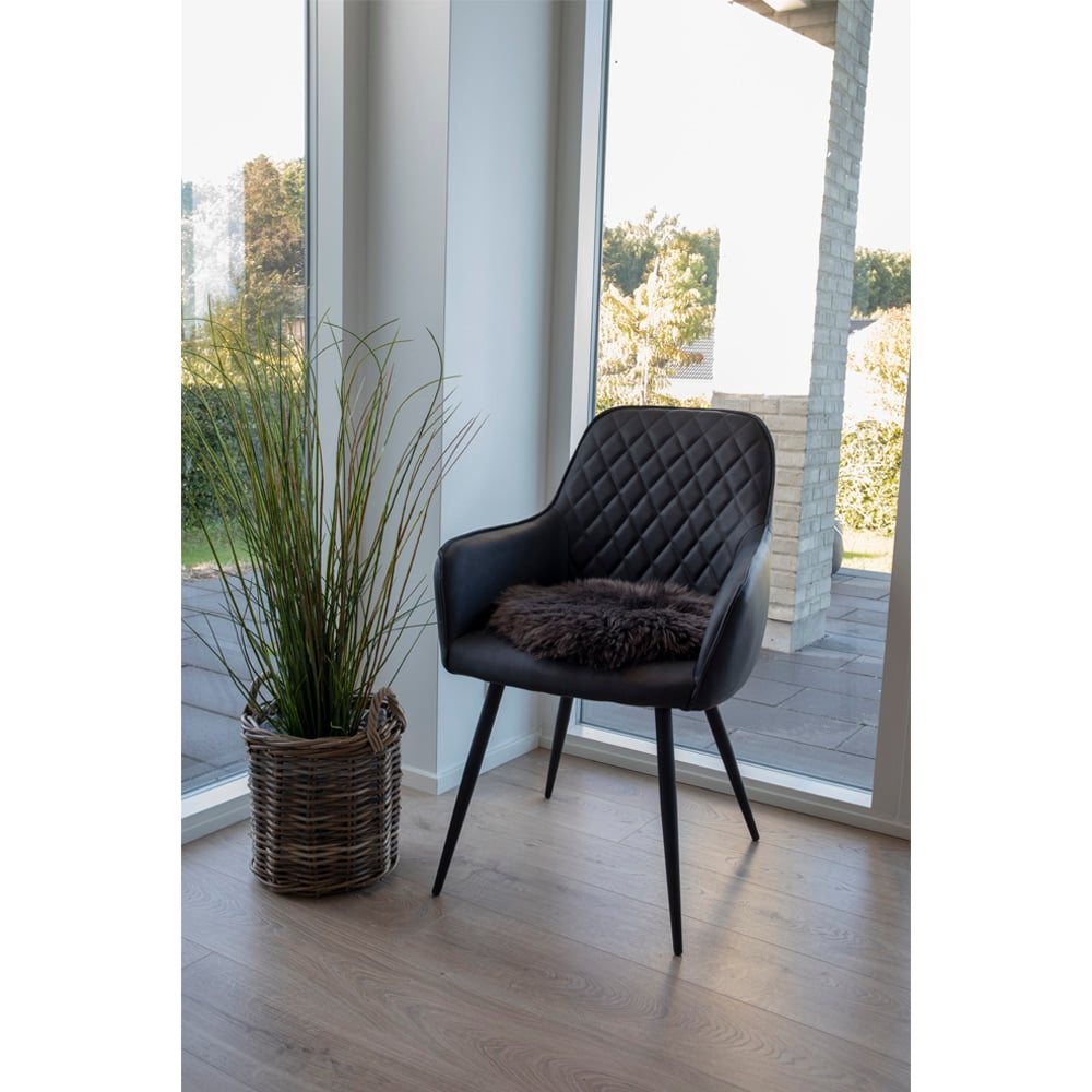 Lammfellkissen Alan, Braun, 35 cm Nahaufnahme