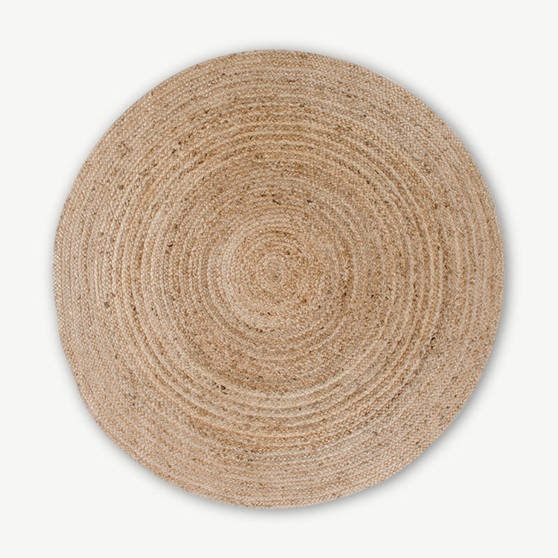 Mumbai Rug, Tapis rond en jute naturel vue de face
