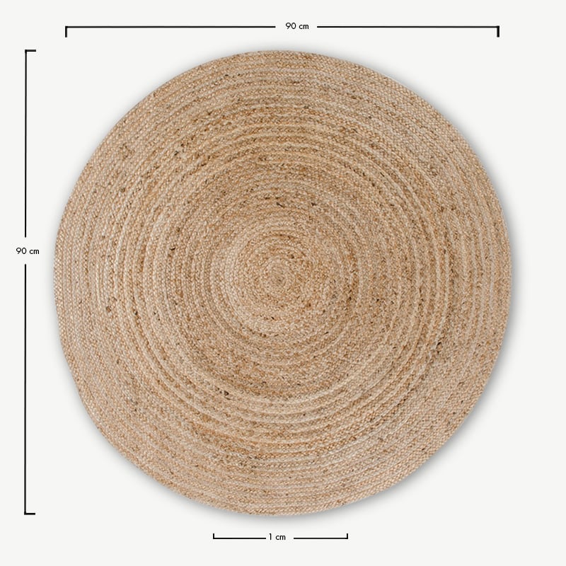 Mumbai Rug, Tapis rond en jute naturel dimensions
