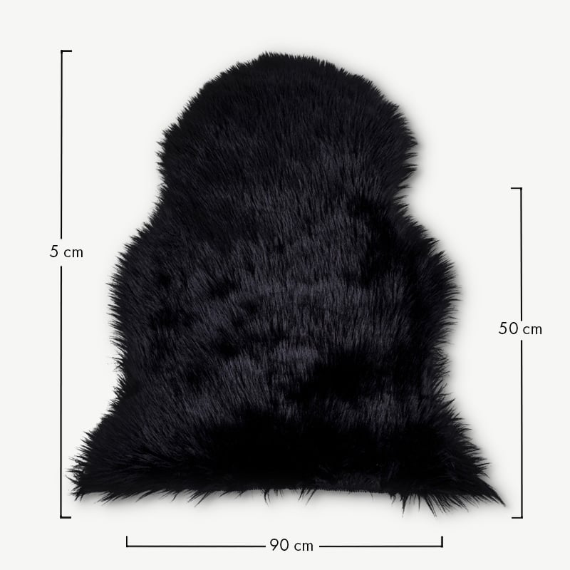 Iberican Artificial lambskin Rug, black, 50x85cm dimensions