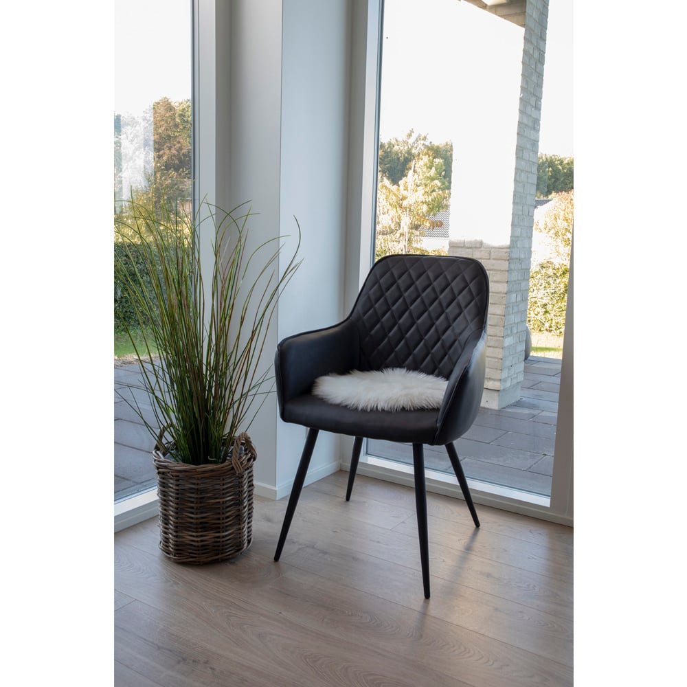 Coussin rond en peau d'agneau LASKI, ivoire, Ø35 cm image close up