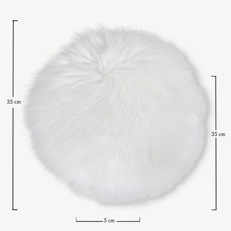 Coussin rond en peau d'agneau LASKI, ivoire, Ø35 cm dimensions