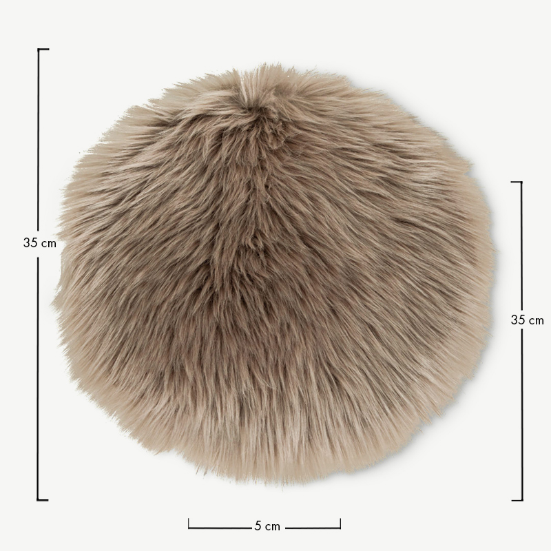 LASKI artificial Lambskin Round cushion, Beige, Ø35cm dimensions