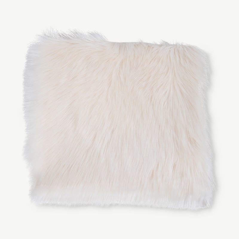 LASKI artificial Lambskin Square cushion, Ivory, 40x40cm front view