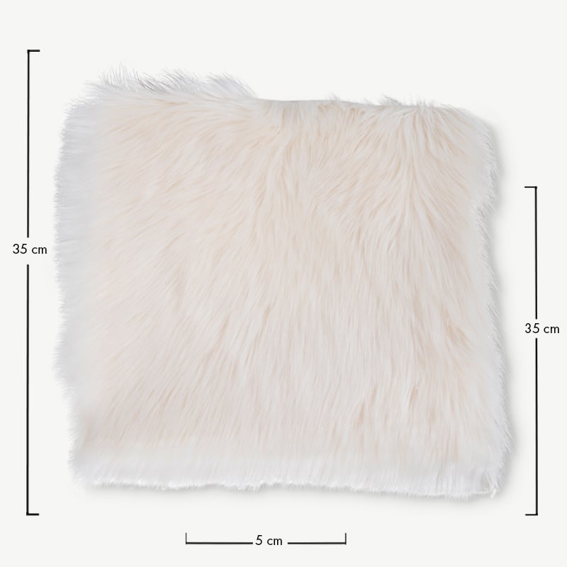 LASKI artificial Lambskin Square cushion, Ivory, 40x40cm dimensions