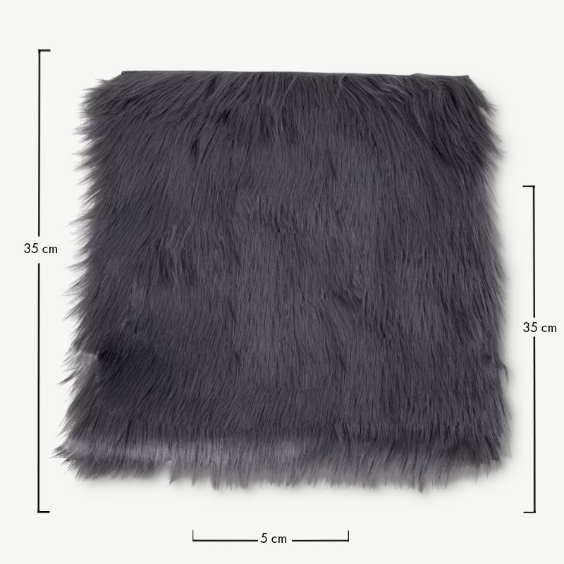 LASKI vierkant kunst Lamsvacht kussen, grijs 40x40 cm afmetingen