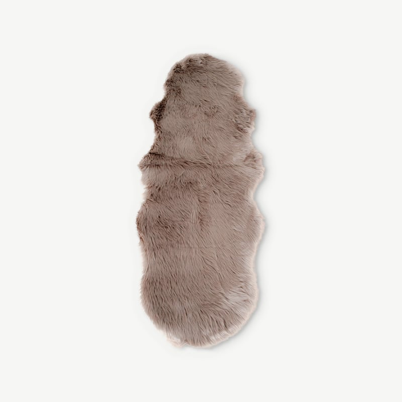 Uta Artificial lambskin Rug, Beige, 60x180cm front view