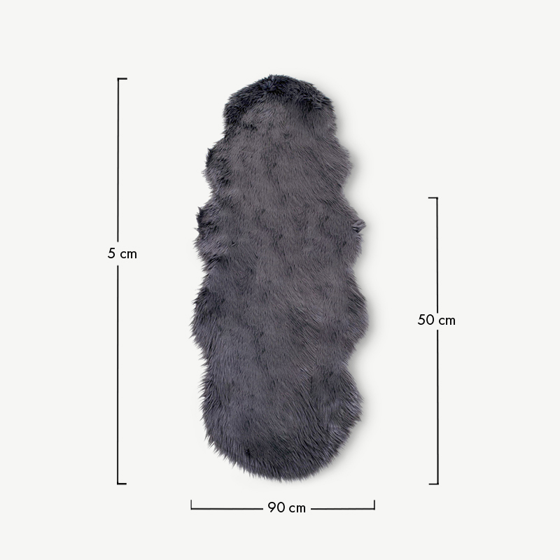 Uta Artificial lambskin Rug, Grey, 60x180cm dimensions