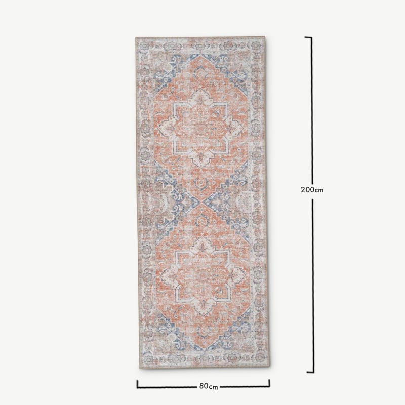 Cuba gang loper, oranje & blauw 80x200 cm afmetingen