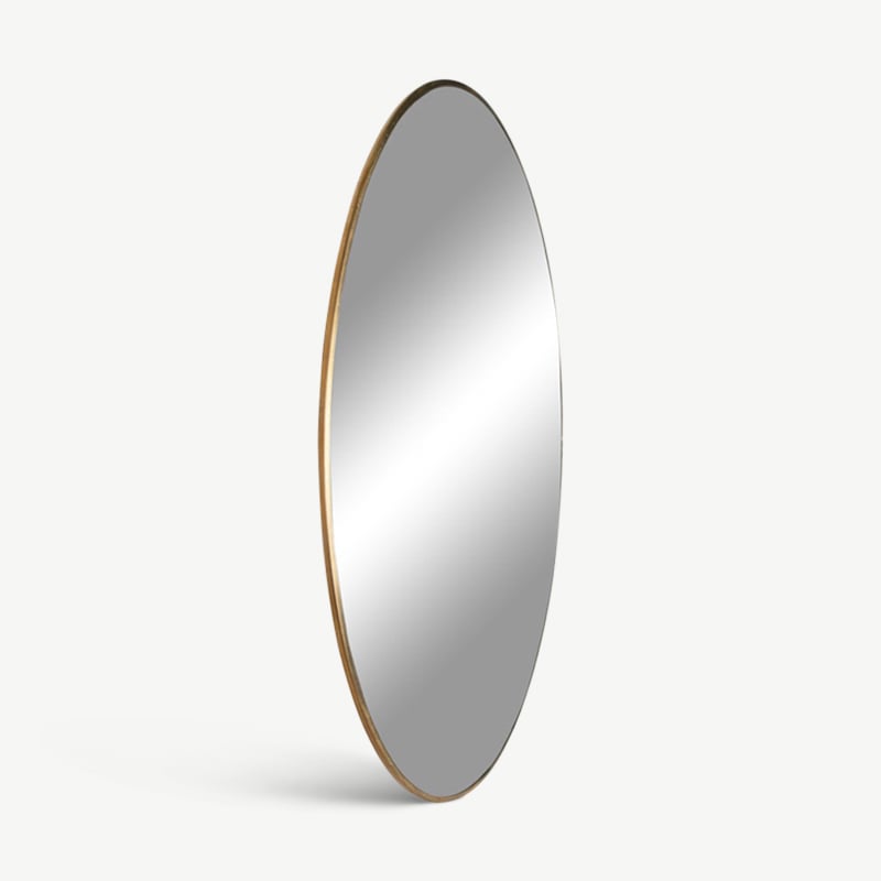 Jessy spiegel, messing look met stalen frame zijaanzicht