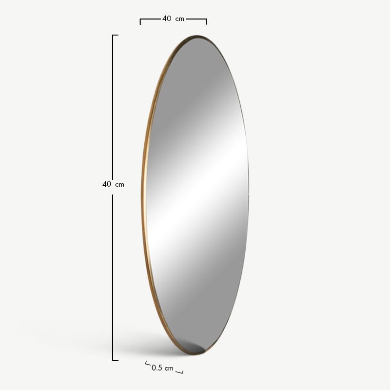 Jessy spiegel, messing look met stalen frame afmetingen
