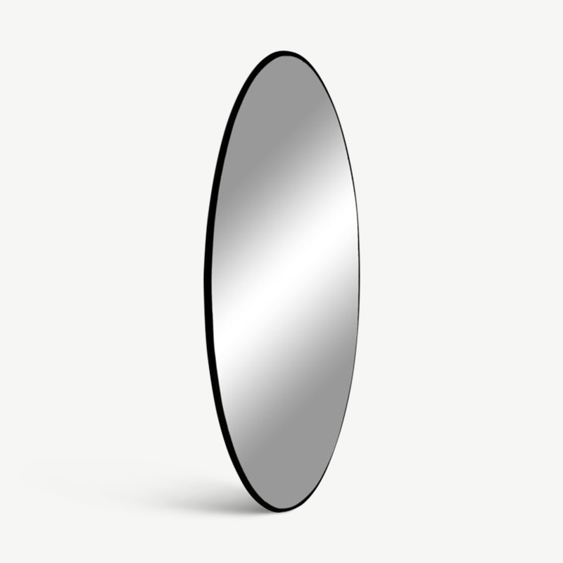 Jessy Mirror, Schwarzer Stahl & Schwarzer Rahmen Seitenansicht