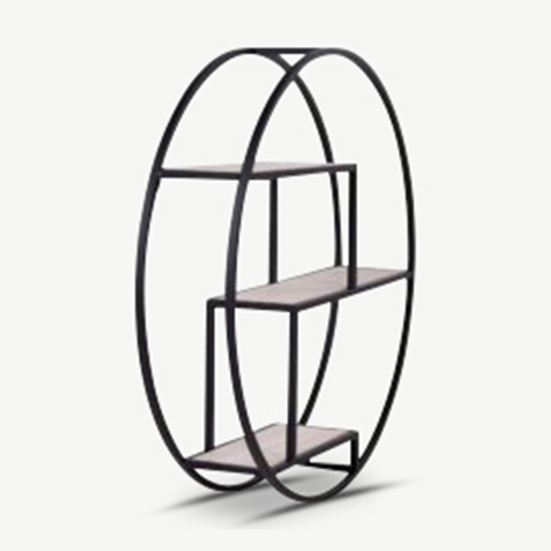 City Shelf plank, zwart staal met naturel hout zijaanzicht