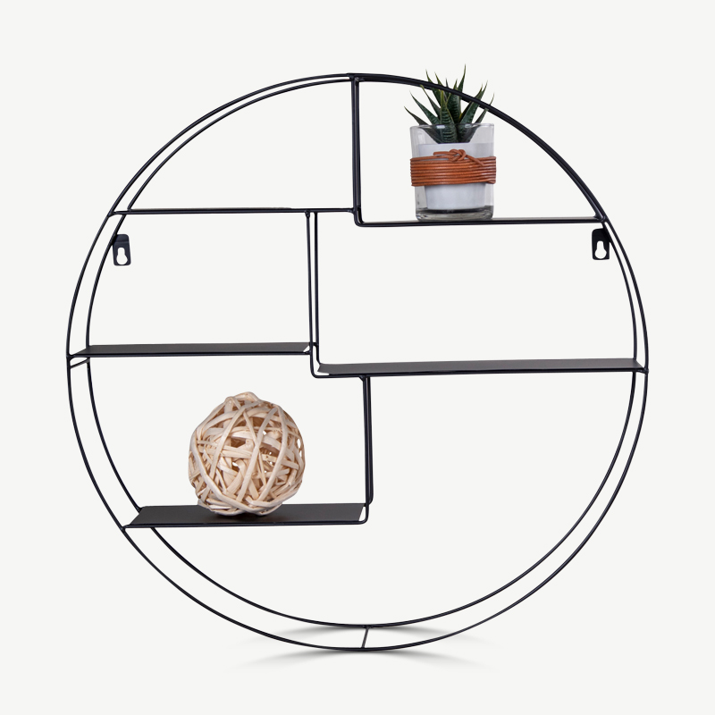 Genk round shelf, black frame front view