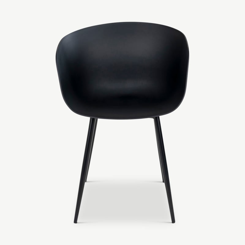 Ronda eetkamerstoel, zwart PP met stalen zwart onderstel achteraanzicht