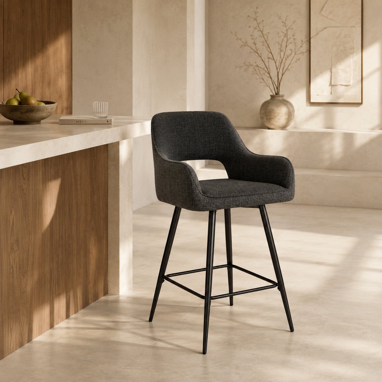 Tabouret de Bar Maite, Tissu Gris Foncé view 7