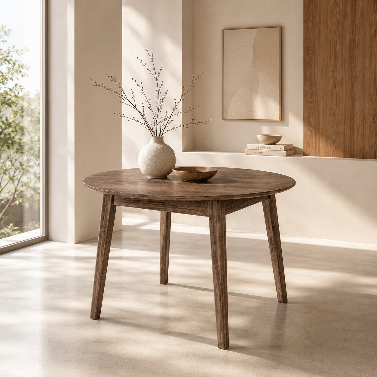 Table à manger ronde extensible Angus en chêne fumé - Ø158 cm view 5