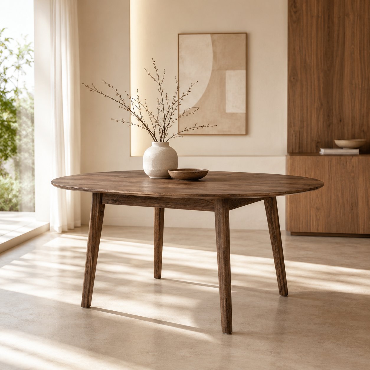 Table à manger ronde extensible Angus en chêne fumé - Ø158 cm view 5