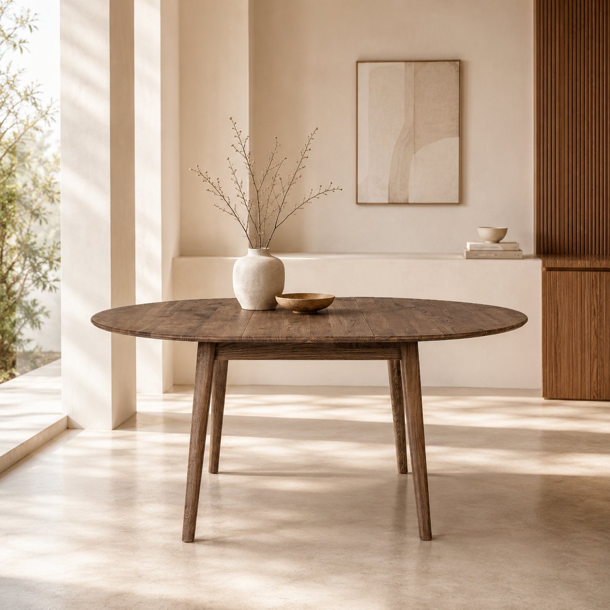 Table à manger ronde extensible Angus en chêne fumé - Ø158 cm view 5
