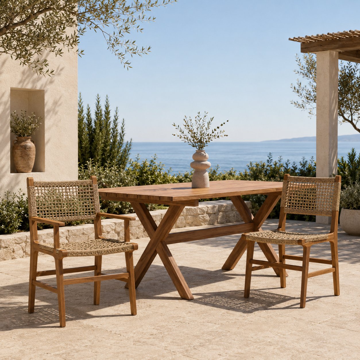 Asia Outdoor-Armlehnstuhl, Teak & Rattan view 7