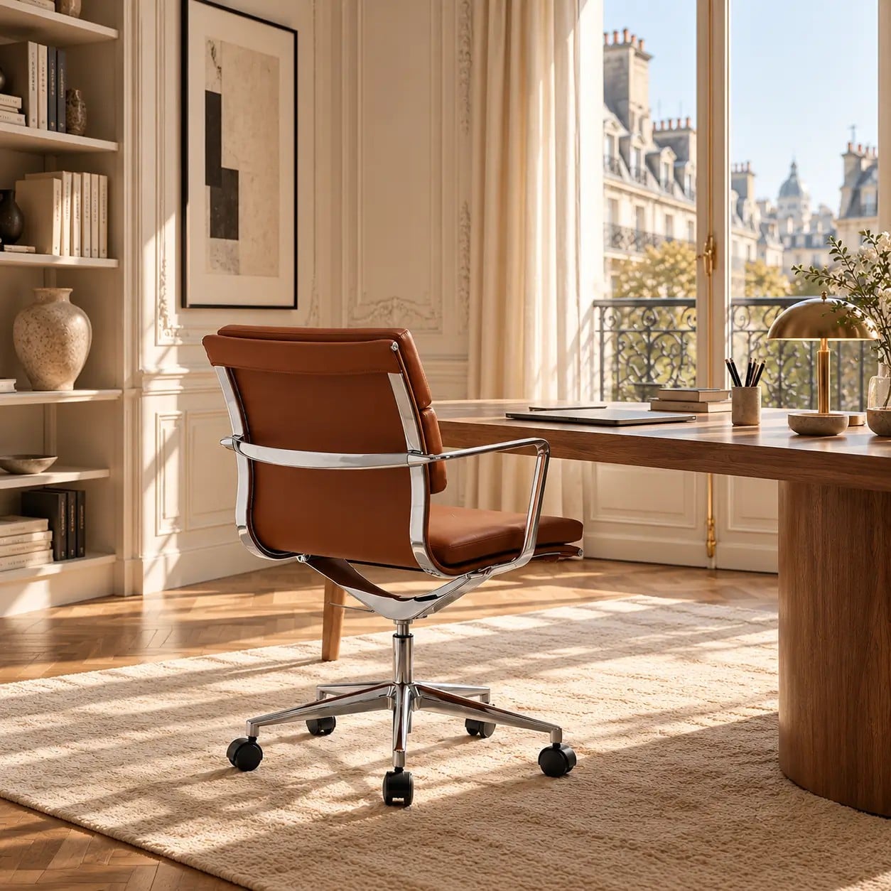 Bern Bürostuhl, Cognac-Leder, Niedrige Rückenlehne view 9