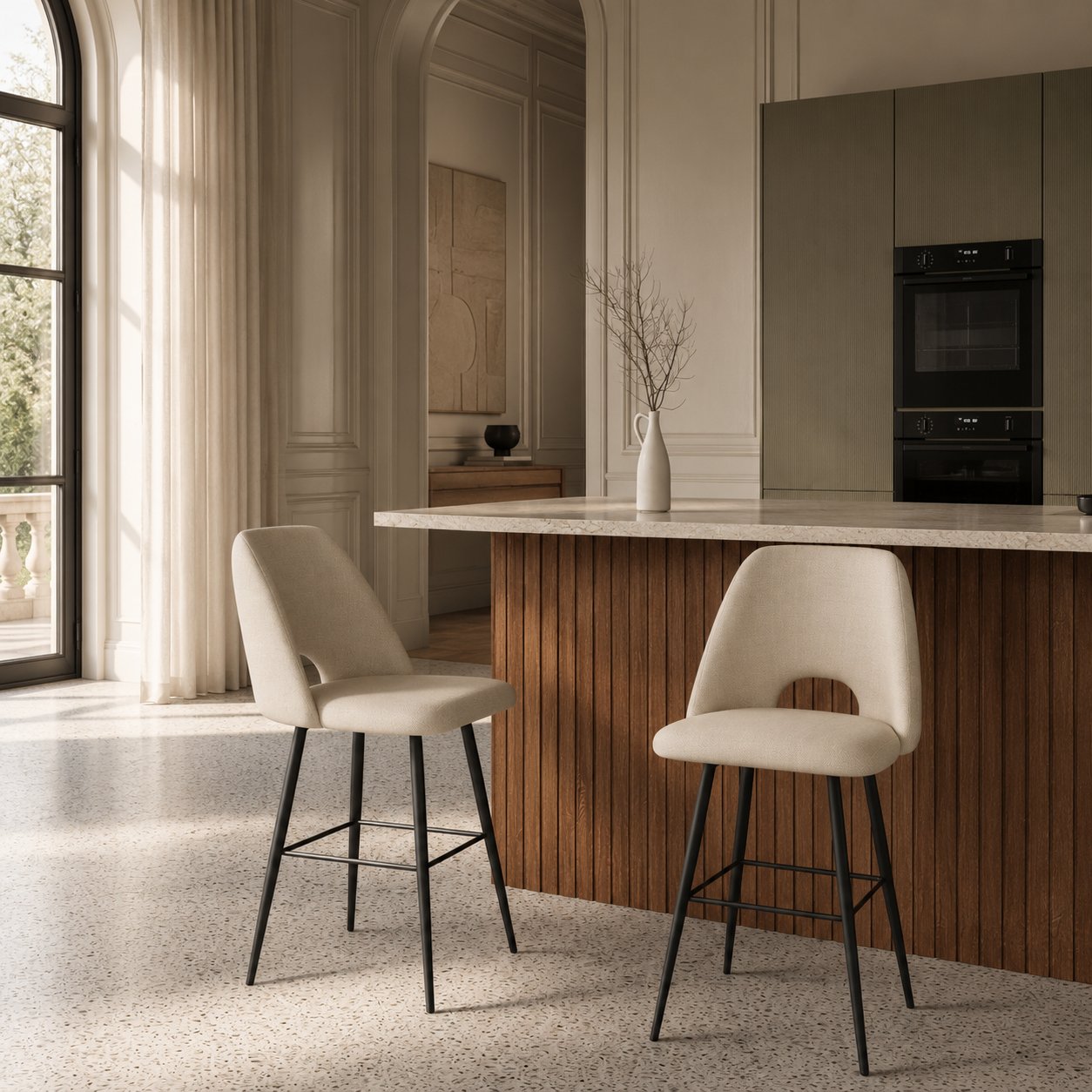 Caio barkruk, beige stof view 8