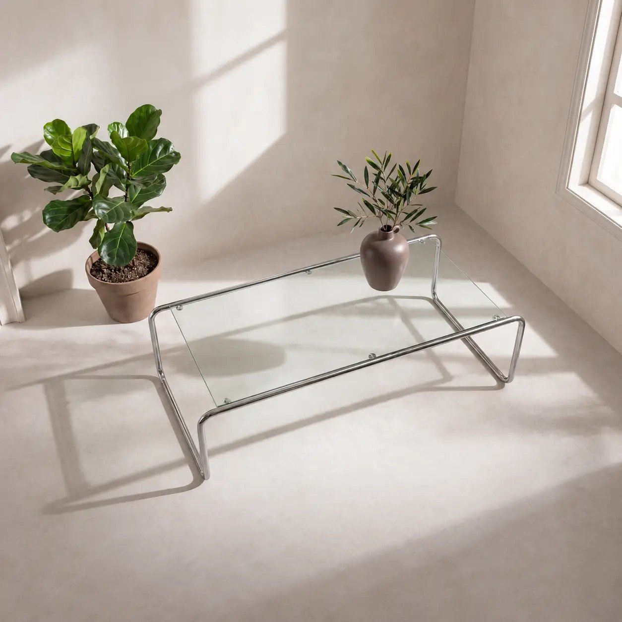 Sato Table Basse , Verre Transparent , 120 x 60 x 37.5