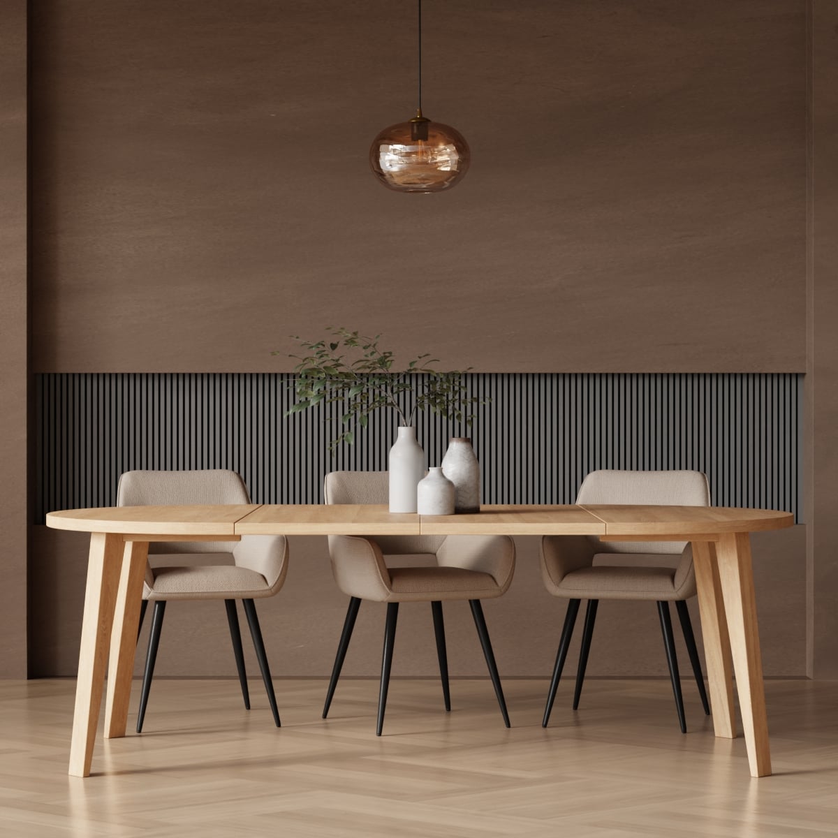 Adele eetkamerstoel met armleuningen, beige stof view 6