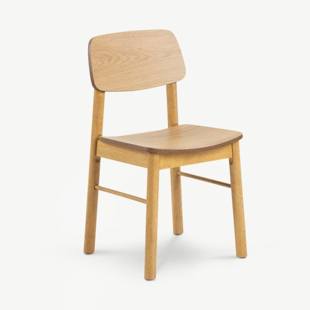 Aston Dining Chair, Natural Wood ecom front view