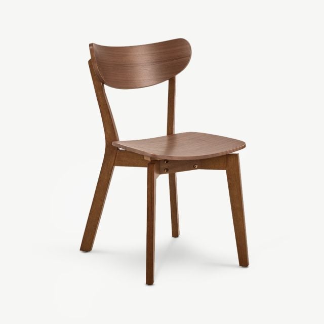 India Wooden Dining Chair, Walnut ecom front view