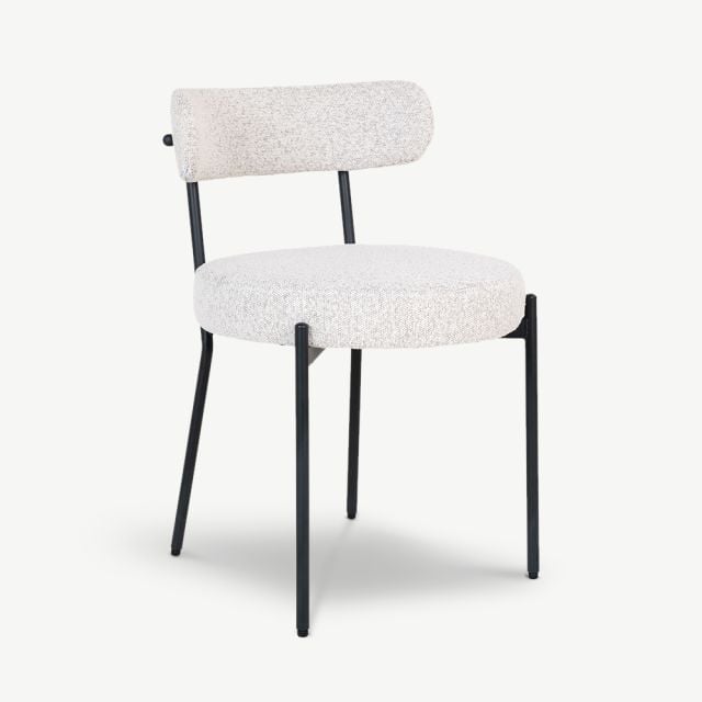 Adina Bouclé Dining Chair, White ecom front view