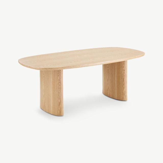 Lion Oval Dining Table, Natural Ash Veener - 210 cm ecom front view