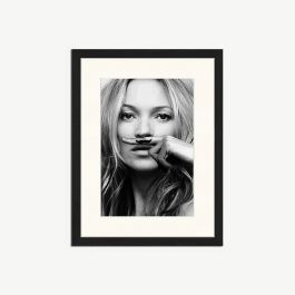 TINCHEW Kate Moss, Moustache, Affiche Photographique Noire Et Blanche, Impression D'art Mural à Suspendre, Idée Cadeau Pour La Maison, 40 X 60 Cm
