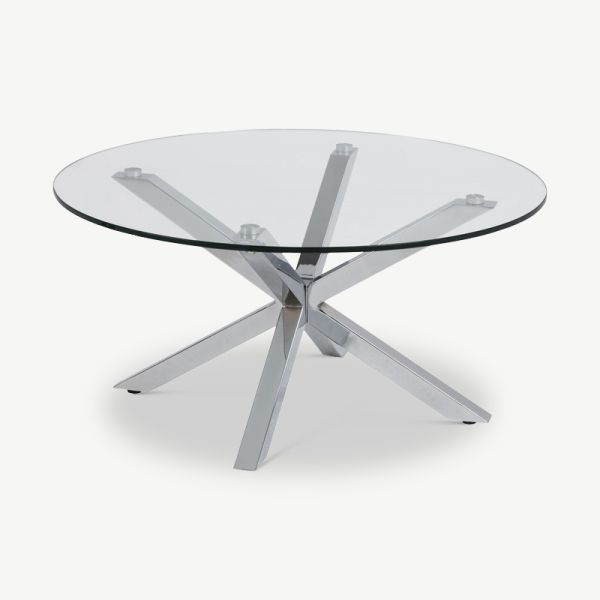 Talon Round Coffee Table, Glass & Steel