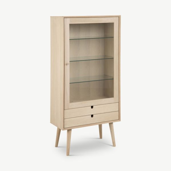 Melody Display Cabinet, Natural Oak & Steel