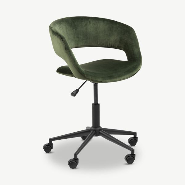 Grace Office Chair, Green Velvet & Black base
