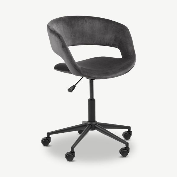 Grace Office Chair, Dark Grey Velvet & Black base
